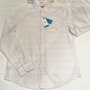 NWT MEN'S PENGUIN SLIM FIT DRESS SHIRT WHITE LARGE